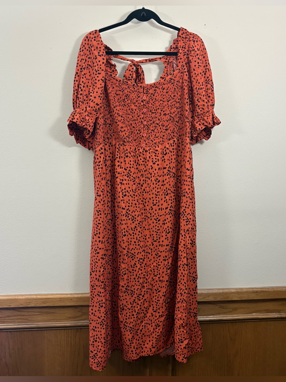 Beachlunchlounge Cataleya Smocked Midi Dress with Back Tie size XXL